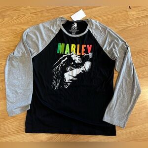 LIKE NEW XL BOB MARLEY Zion Black and Gray Marley Long Sleeve Baseball Tee